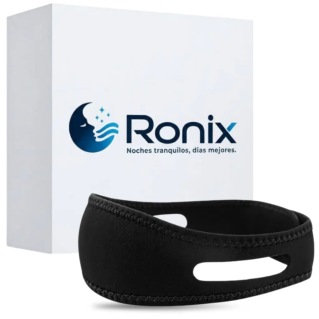 Caja y banda antironquidos Ronix Sleep Band, dispositivo ajustable para eliminar los ronquidos y mejorar la calidad del sueño