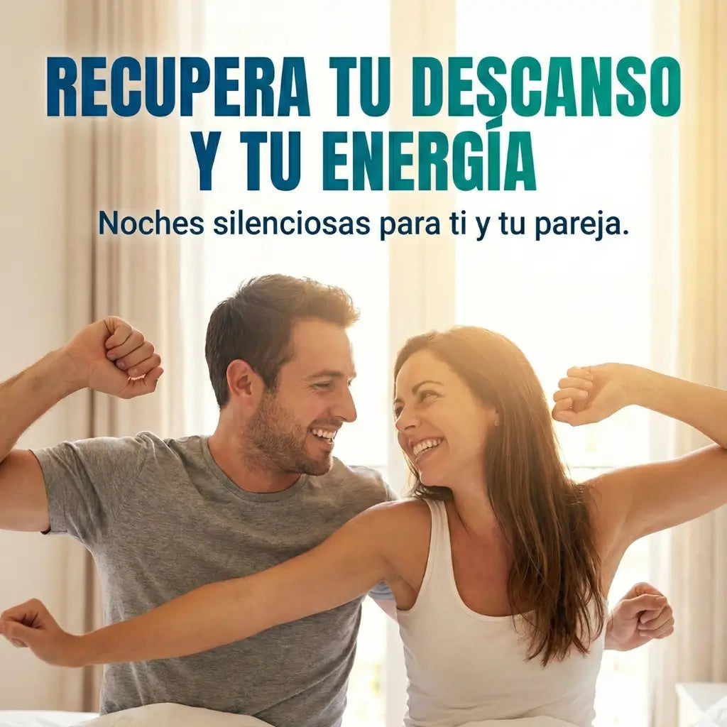 Cliente satisfecho abriendo Ronix NightFit boquilla antirronquidos con avance mandibular para mejorar la calidad del sueño