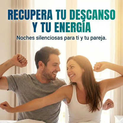 Cliente satisfecho abriendo Ronix NightFit boquilla antirronquidos con avance mandibular para mejorar la calidad del sueño